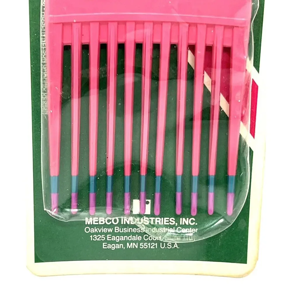 Vintage Mebco Hair Lift Pick Detangler Unbreakable Pink Dipped NOS NIP New
